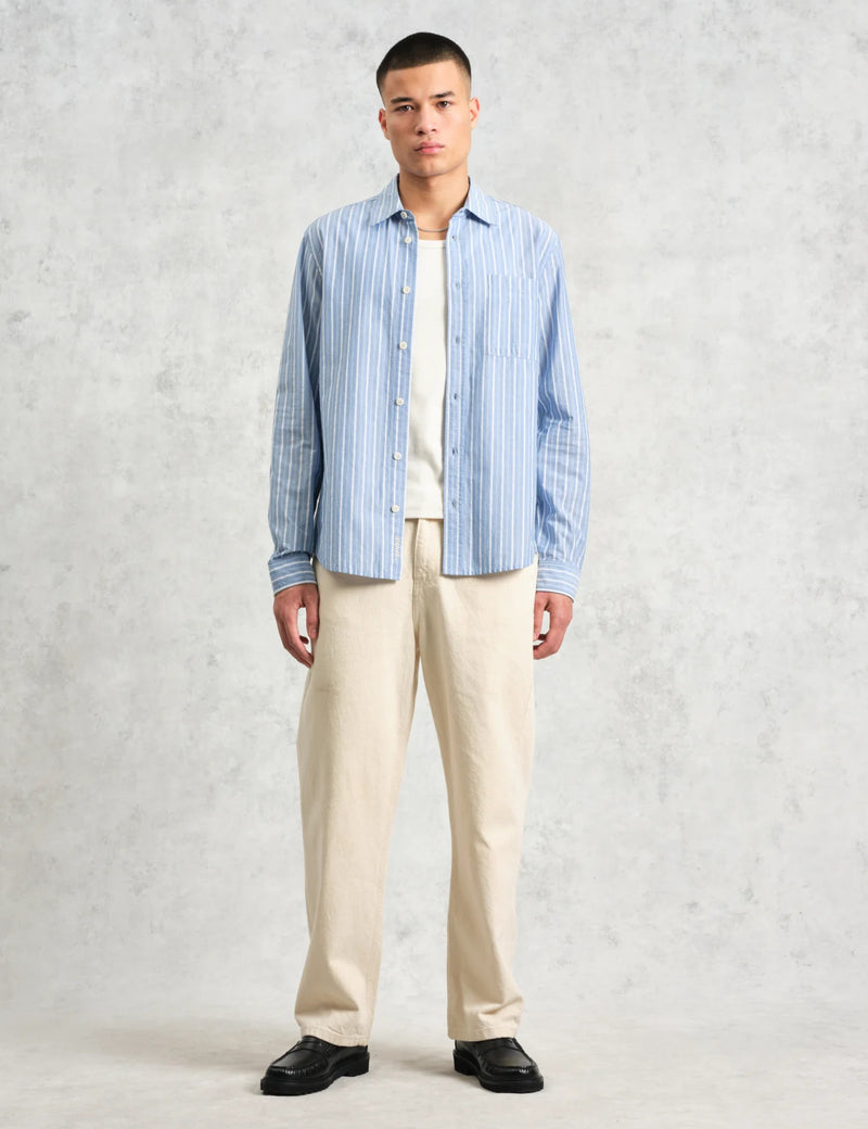 Wax London Rove Stripe Shirt (Poplin) - Blue