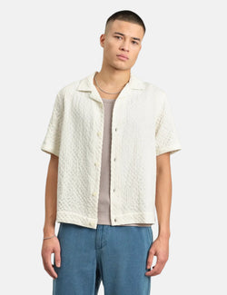 Wax London Lido Short Sleeve Shirt (Box Dobby) - Ecru