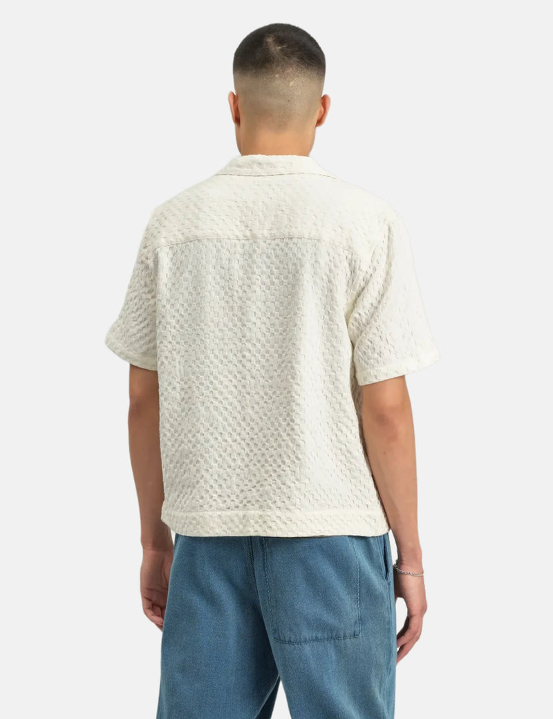 Wax London Lido Short Sleeve Shirt (Box Dobby) - Ecru