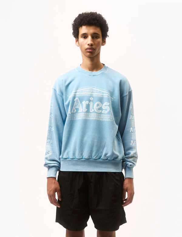 Aries Aged Ancient Column Sweatshirt - Pale Blue