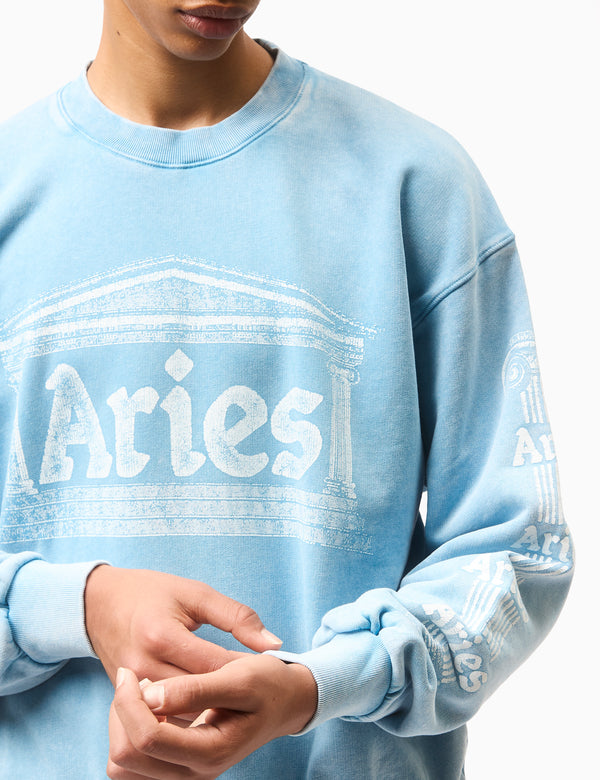 Aries Aged Ancient Column Sweatshirt - Pale Blue