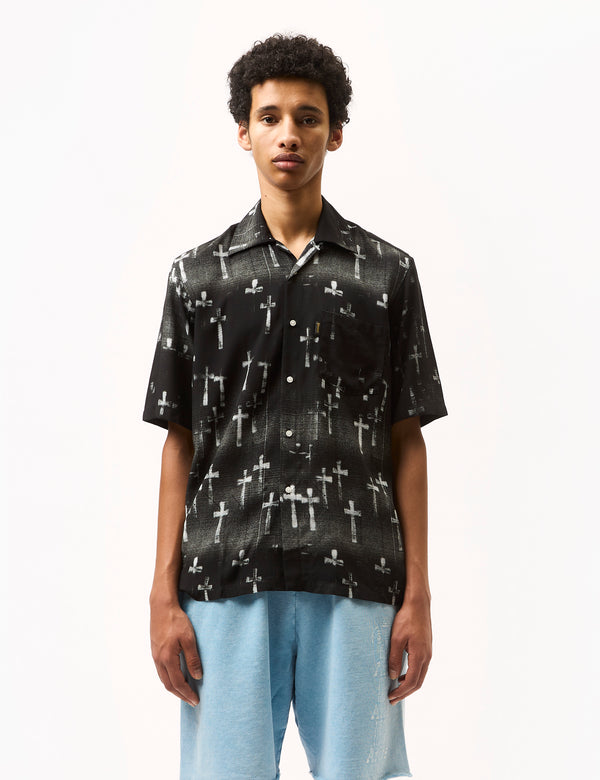 Aries Graveyard Hawaiian Short Sleeve Shirt - Black