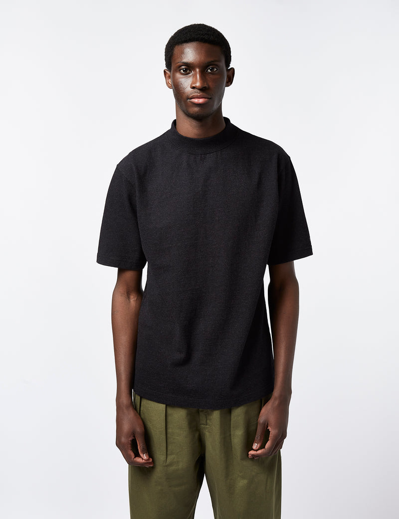 Snow Peak Heavy Mockneck T-Shirt (Recycled) - Black