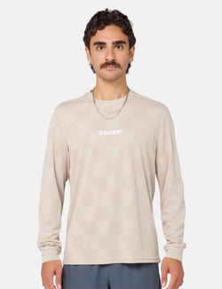 Bandit Cheque Jacquard Long Sleeve Tee - Stone