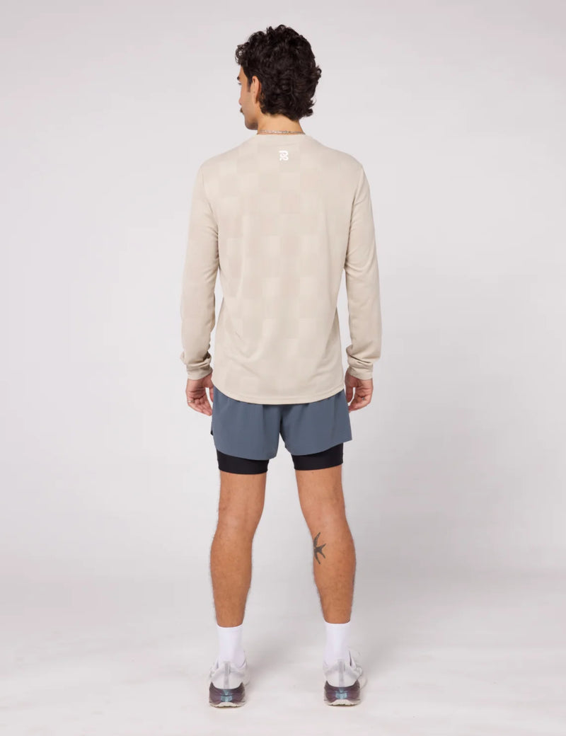 Bandit Cheque Jacquard Long Sleeve Tee - Stone