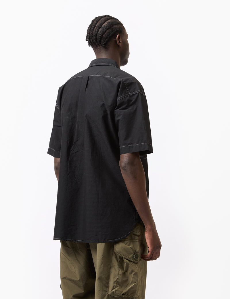 and Wander C/N Rip Short Sleeve Shirt - Black