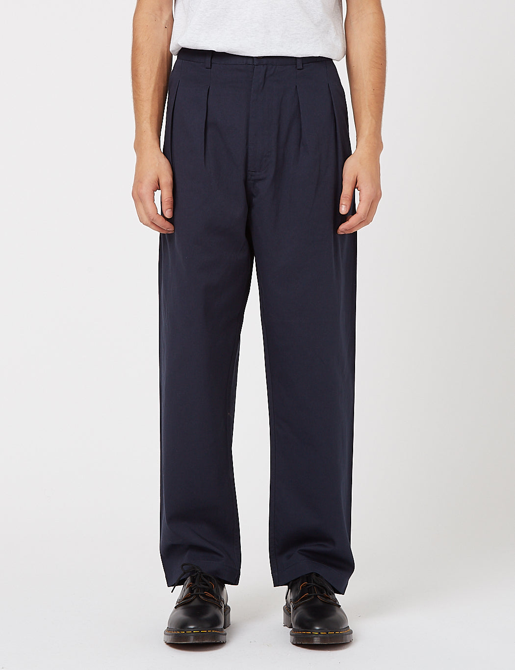 Universal Works Double Pleat Twill Pant - Navy Blue | Article.