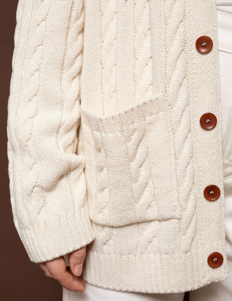 Nudie Cable Knit Cardigan - Rebirth Off-White