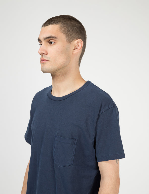 Velva Sheen Pigment Dyed USA Made T-Shirt (Pocket) - Navy Blue