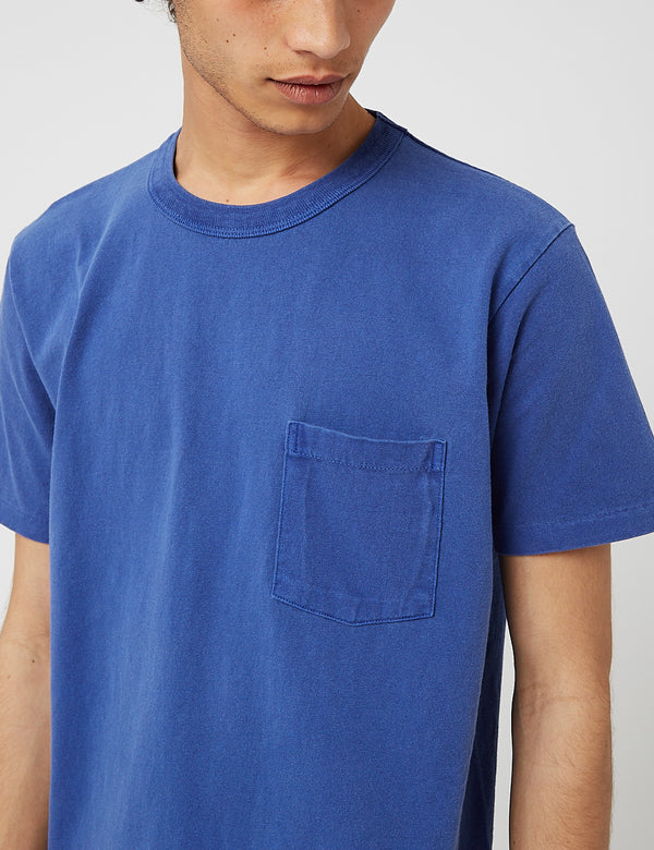 Velva Sheen Pigment Dyed USA Made T-shirt (Pocket) - Persian Blue