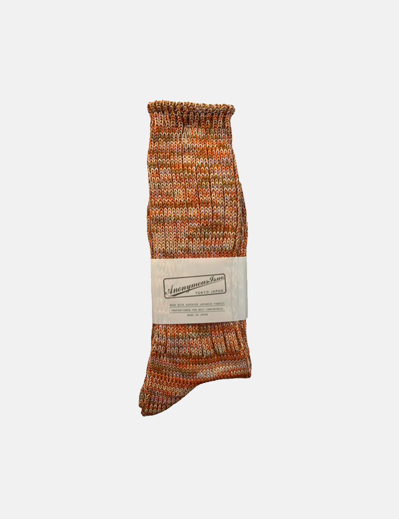 Anonymous Ism 5 Colour Mix Crew Socks - Orange