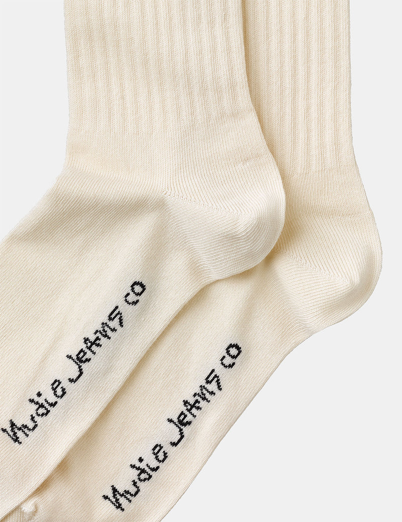 Chaussettes Nudie Amundsson Sport - Blanc Cassé/Rouge