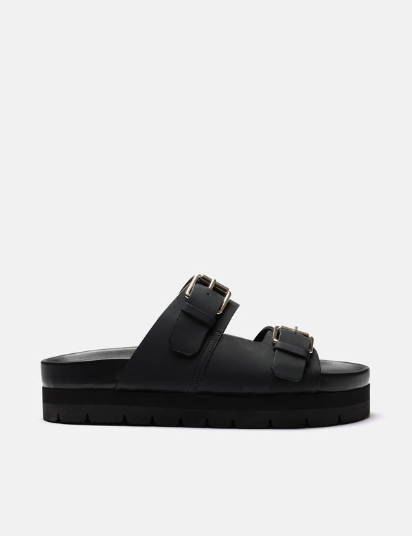 Grenson Flora Slides Damen (gummiert) - Schwarz