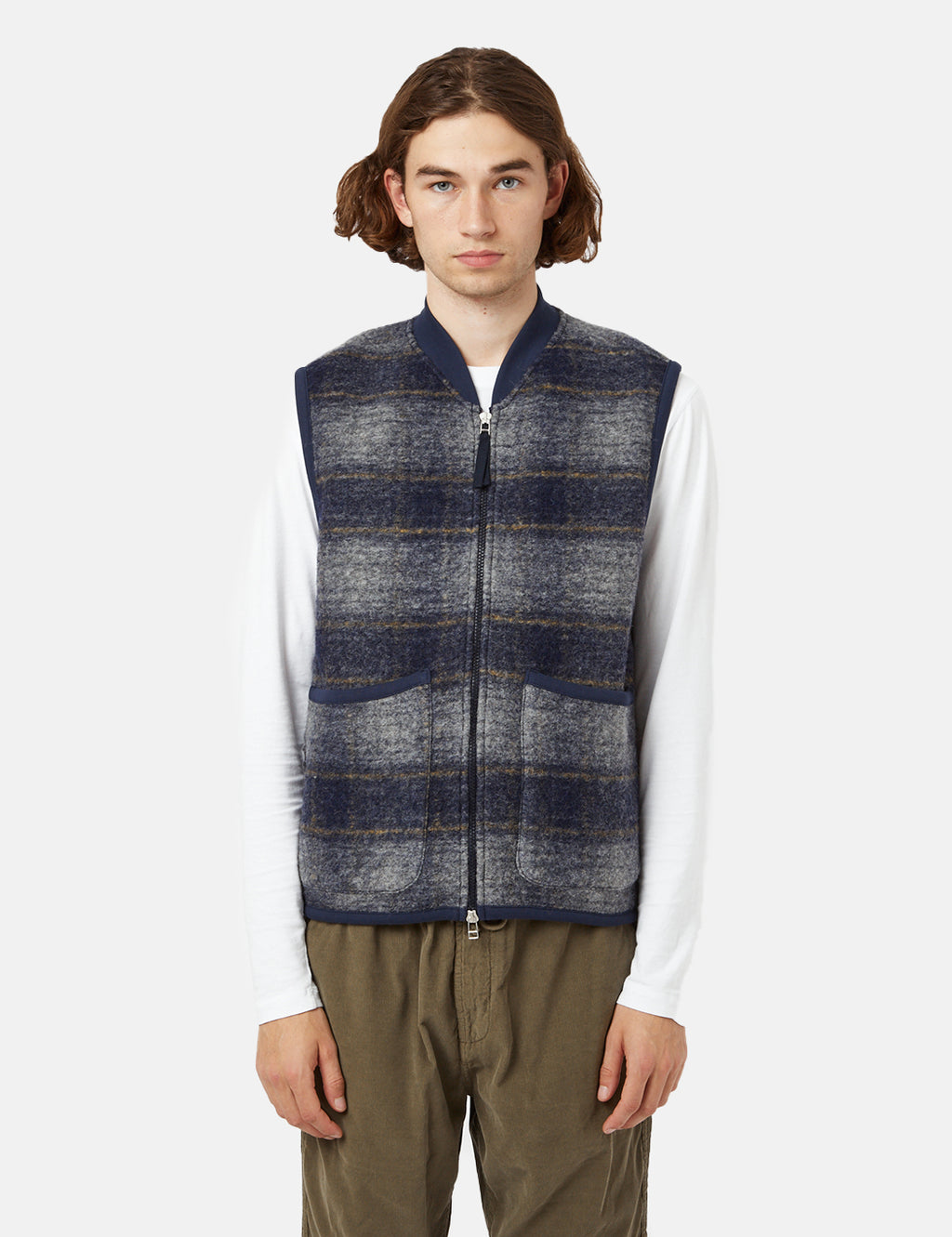 Universal Works Zip Waistcoat - Navy Blue I Article.