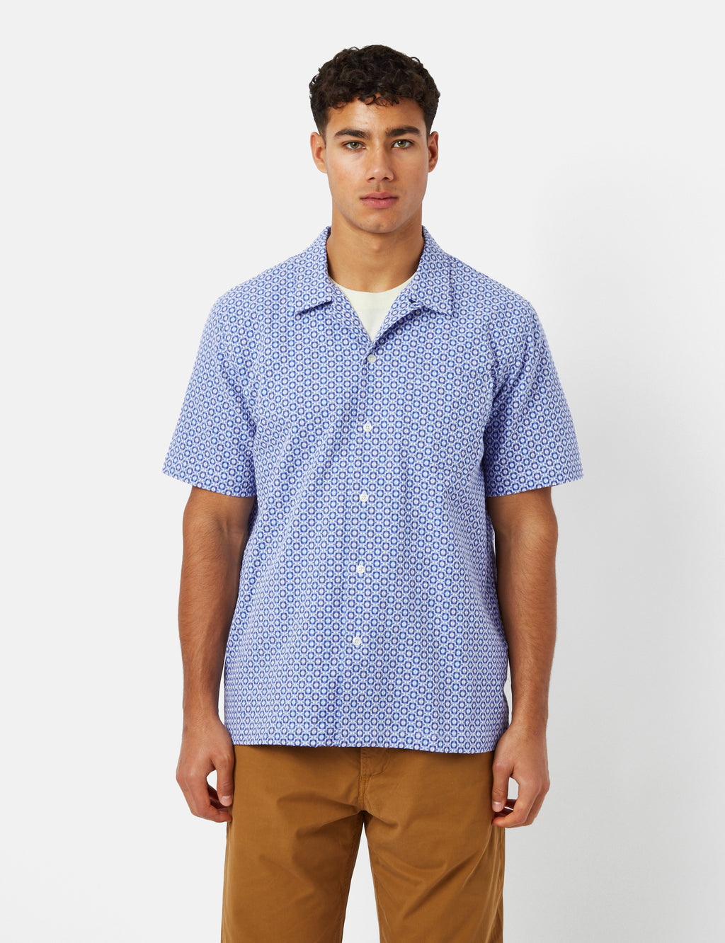 Universal Works Road Shirt (Summer Check) - Blue I Article.