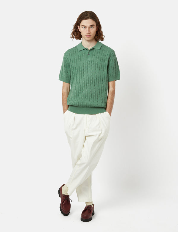 Beams Plus Knit Polo (Cable) - Green