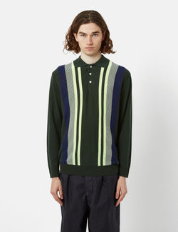 Beams Plus Knit Polo 12G (Stripe) - Green