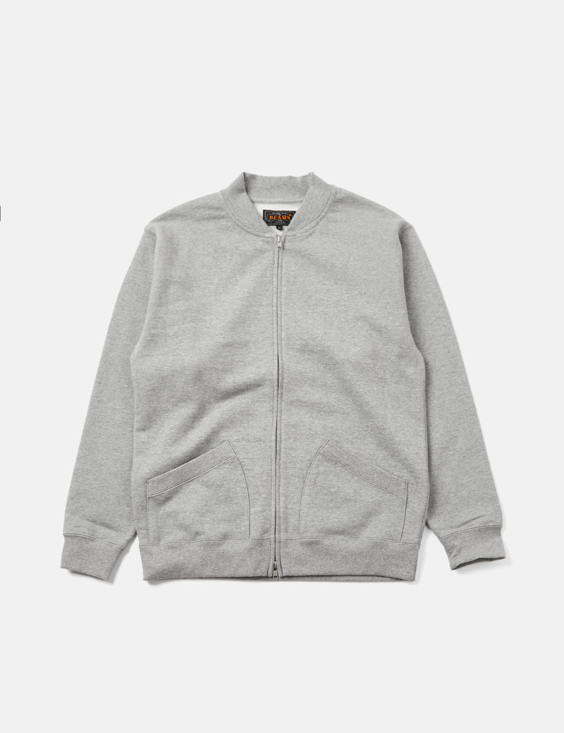 Beams Plus Zip Crewneck Sweatshirt - Grey I Article.