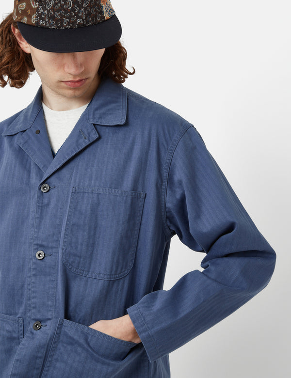 Beams Plus MIL Chore Jacket (Supima Herringbone) - Blue