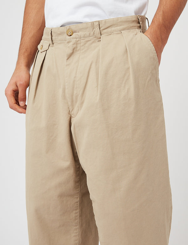 Beams Plus 2-Falten-Twill-Hose - Khaki