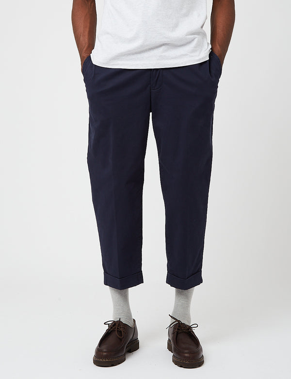 Beams Plus 2 Pleat Twill Pants - Dark Navy Blue