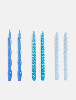 Hay Candles Long Mix (Set of 6) - Sky Blue/Light Blue/Vint. Blue