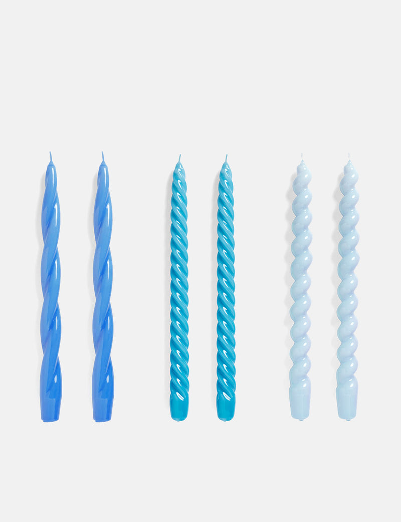 Hay Candles Long Mix (Set of 6) - Sky Blue/Light Blue/Vint. Blue