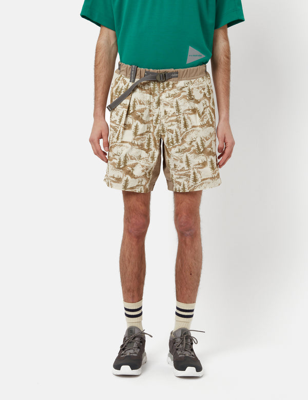 And Wander In The Mountain Printed Shorts - Beige