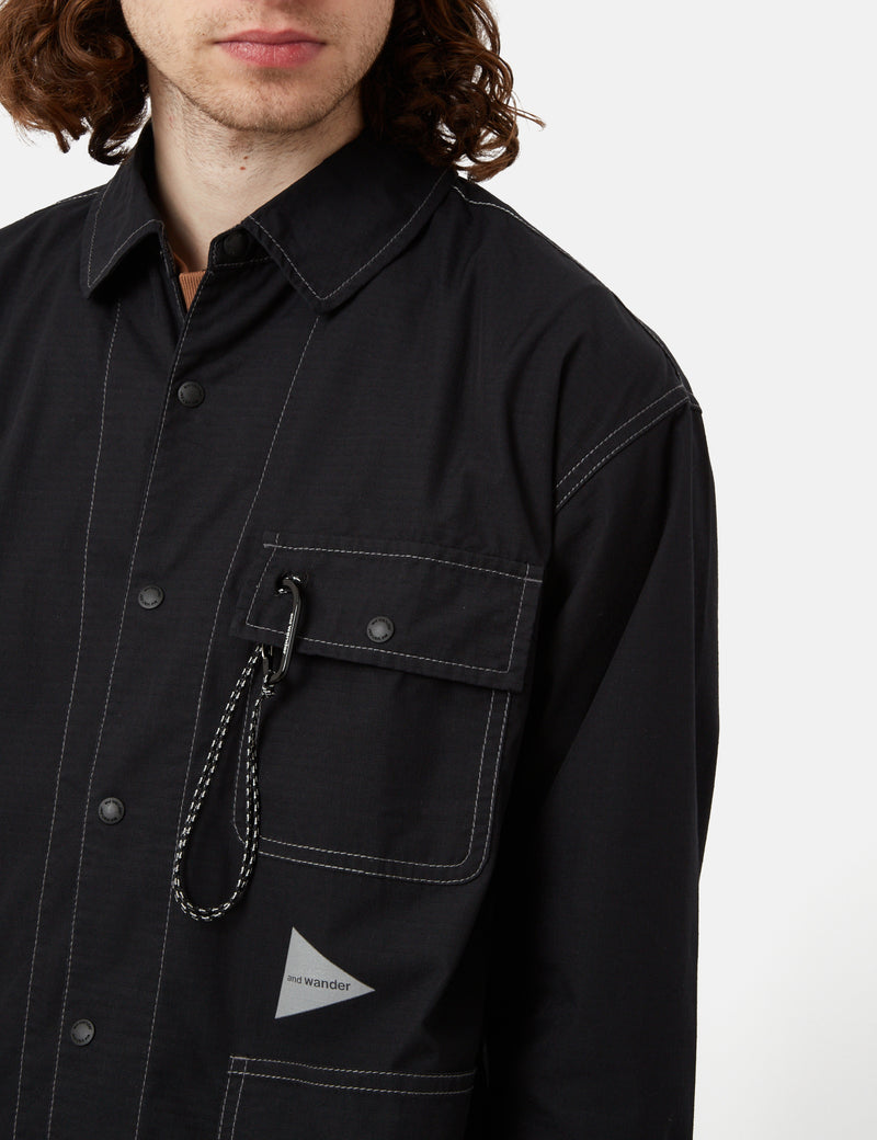 And Wander Dry Rip Shirt Jacket - Black I Article.