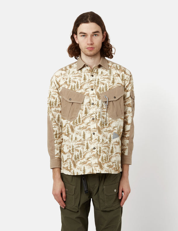 and Wander In The Mountain Printed Shirt - Beige