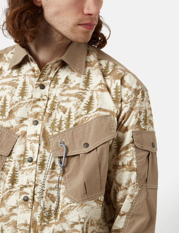 and Wander In The Mountain Printed Shirt - Beige