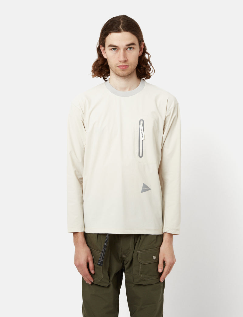 And Wander Cool Touch Pocket Long Sleeve T-Shirt - Beige I Article.