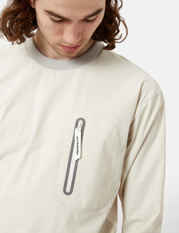 And Wander Cool Touch Pocket Long Sleeve T-Shirt - Beige