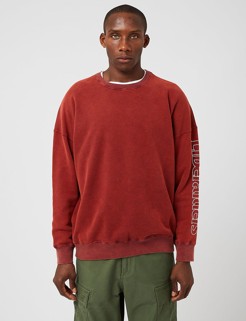 Liberaiders Bleached Wash Crewneck Sweat - Burgundy Red | Article.