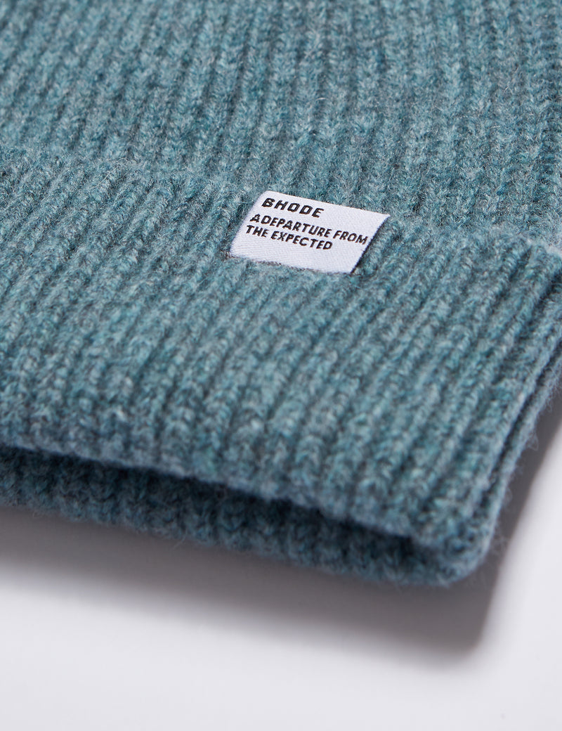 Bhode Hawick Short Beanie Hat (Lambswool) - Caspian Green