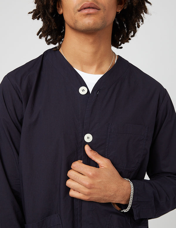 Bhode Railroad Shirt (Italian Poplin) - Navy Blue