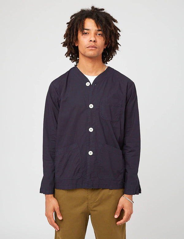 Bhode Railroad Shirt (Italian Poplin) - Navy Blue