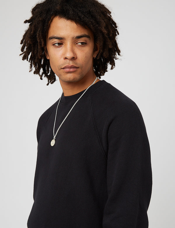 Bhode Raglan Crew Sweatshirt (Loopback) - Black