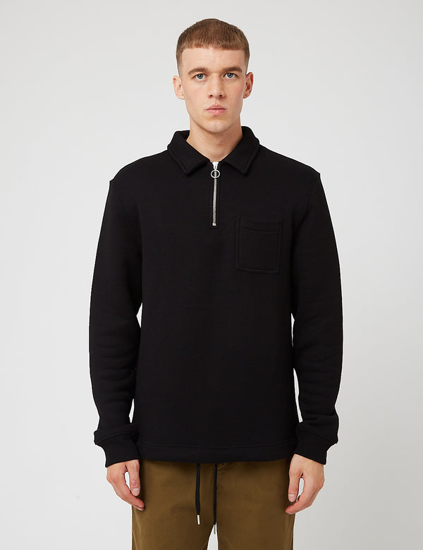 Bhode Everyday Half-Zip Collar Sweatshirt (Loopback) - Pirate Black