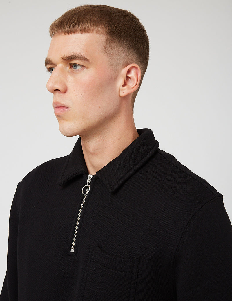 Bhode Everyday Half-Zip Collar Sweatshirt (Loopback) - Pirate Black