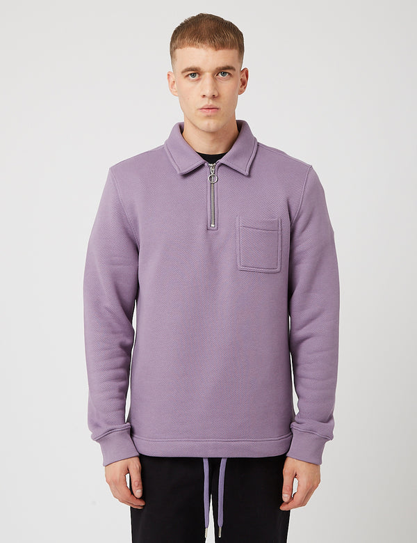 Bhode Everyday Half-Zip Collar Sweatshirt (Loopback) - Purple Sage