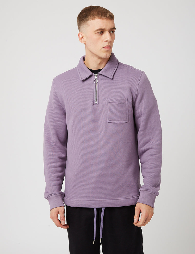 Bhode Everyday Half-Zip Collar Sweatshirt (Loopback) - Lila Salbei