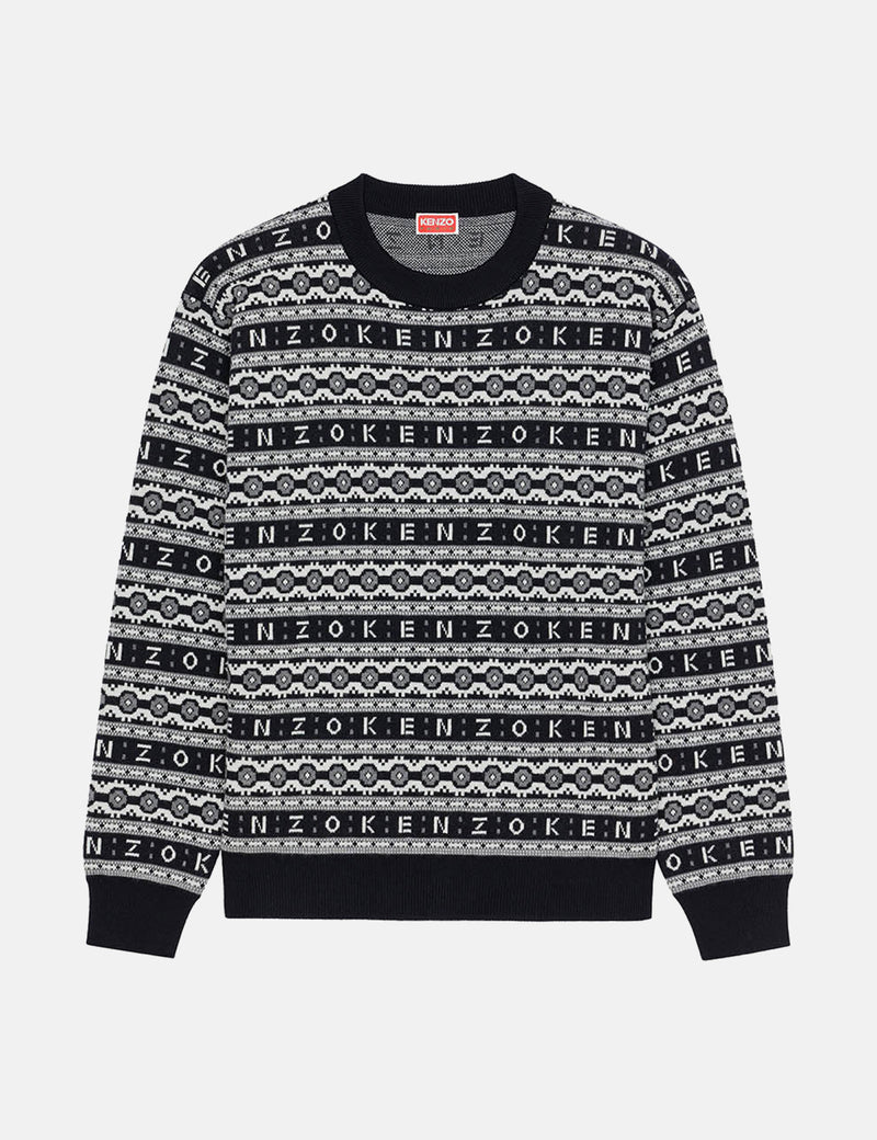 Kenzo Jacquard Regular Jumper Merino Wool Black I Article