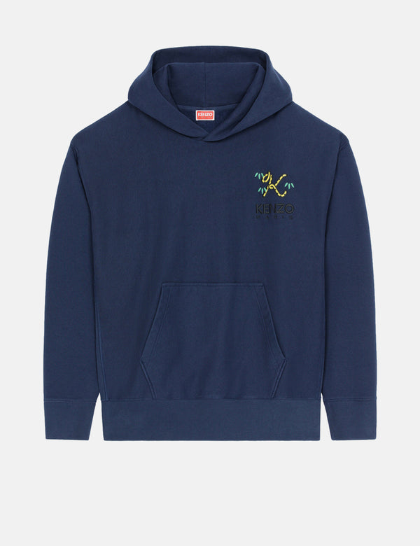 Kenzo 'Tiger Tail K' Crest Übergroßes Kapuzen-Sweatshirt - Mitternachtsblau