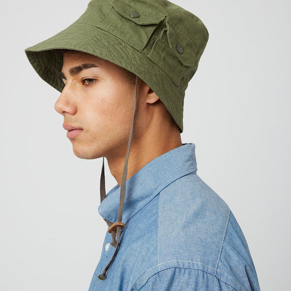 Engineered Garments Explorer Hat (Cotton Ripstop) - Olive Green