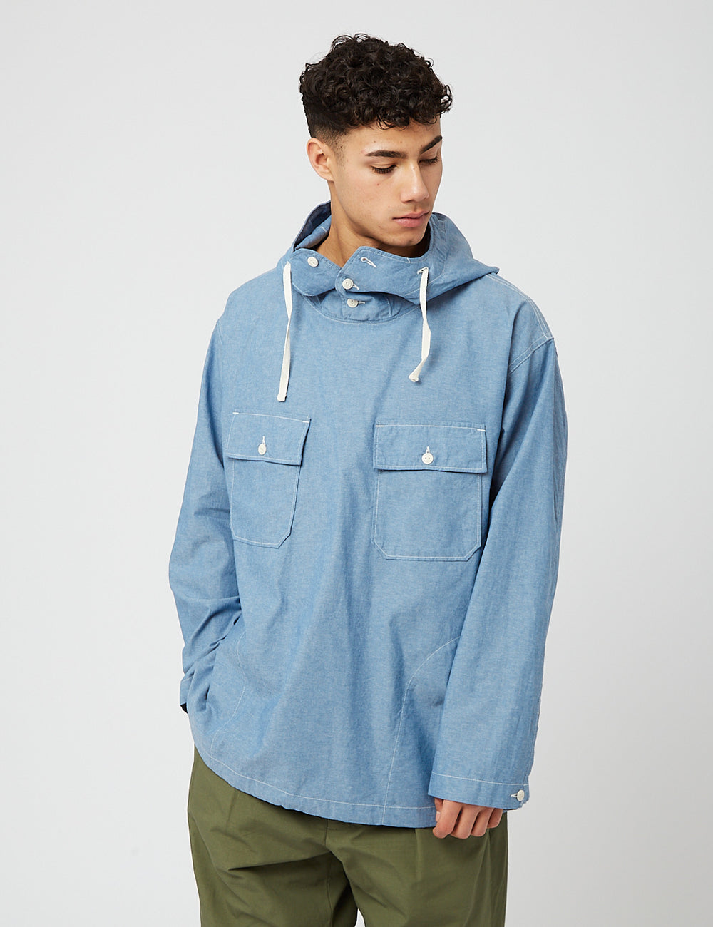 Engineered Garments Cagoule Shirt (Chambray) - Light Blue