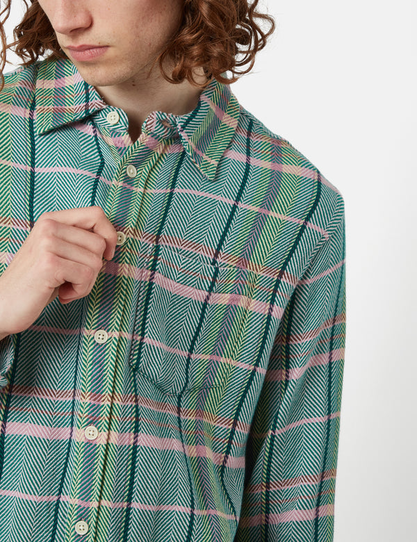 Corridor Acid Plaid Shirt - Fern Meadow Green