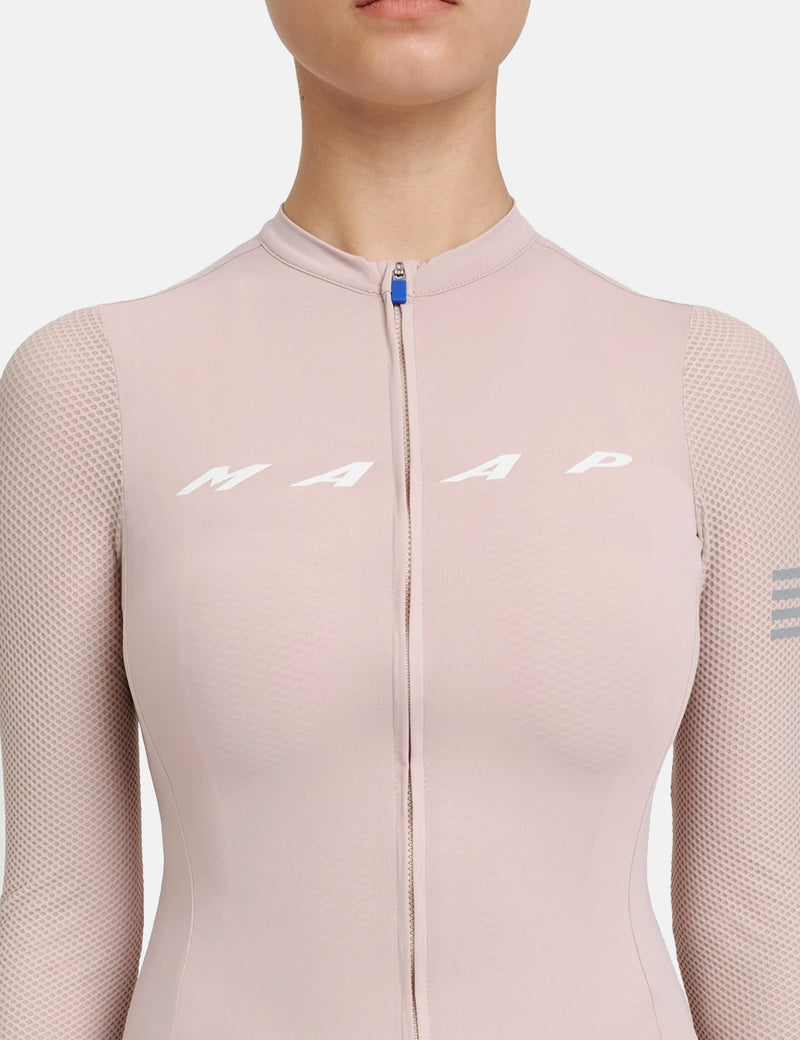 MAAP Maillot Femme Evade Pro Base Manches Longues - Craie Rose