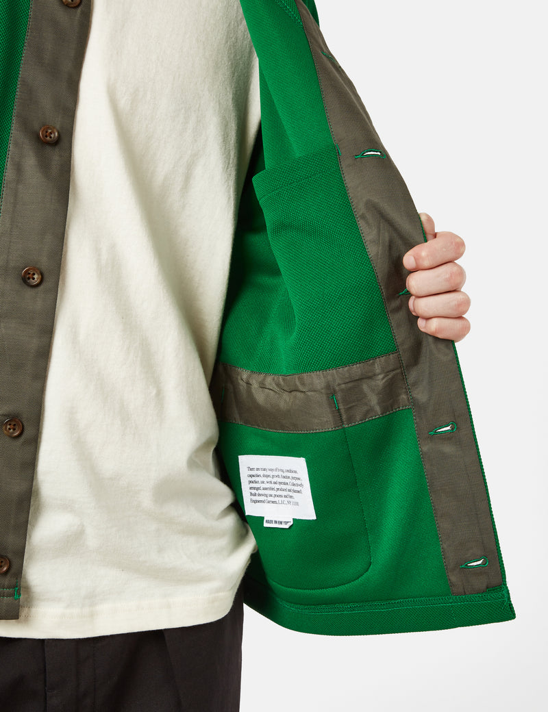 Engineered Garments Knit Cardigan (Diamond Poly Knit) - Kelly Green