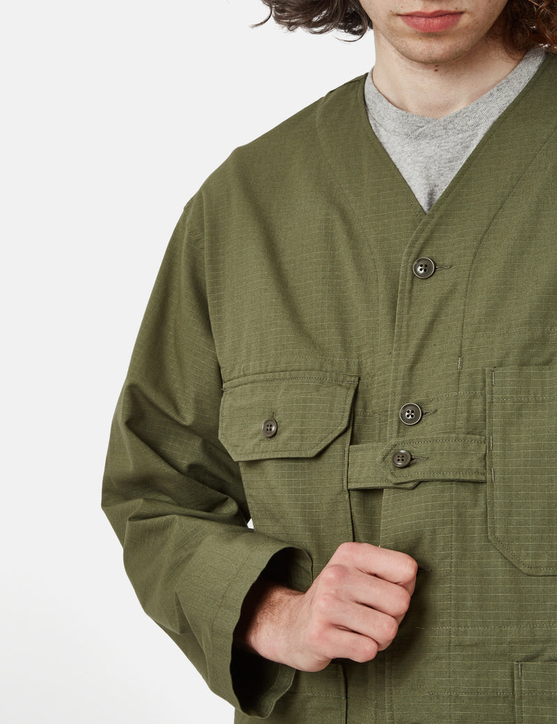 Engineered Garments Cardigan Jacket (Cotton Ripstop) - Olive Green